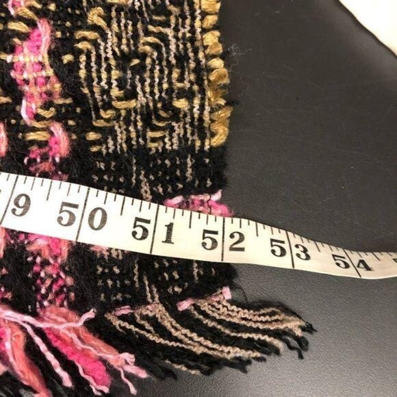 Tanner Wool Blend Fringed Pink Gray and Black Winter Plaid Scarf - Picture 6 of 7